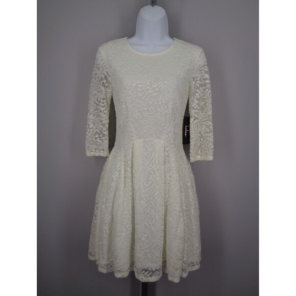 Lulus Ivory Lace Skater Dress Size Small New - Picture 1 of 11